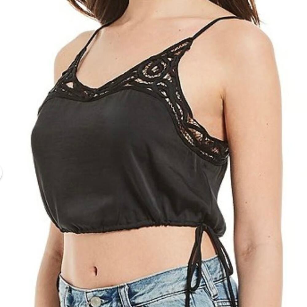 Free People Intimately Blouson Brami - Cropped Cami Top - Black - Size M